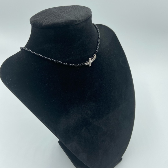 Handmade Glass Seed Bead Cross Necklace/Choker - Picture 2 of 9